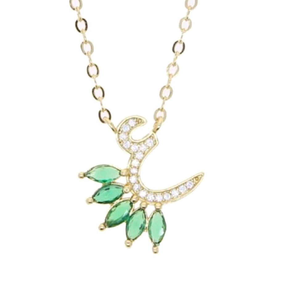 Green Stone Stainless Steel Necklace for Women - Fashion Accessory