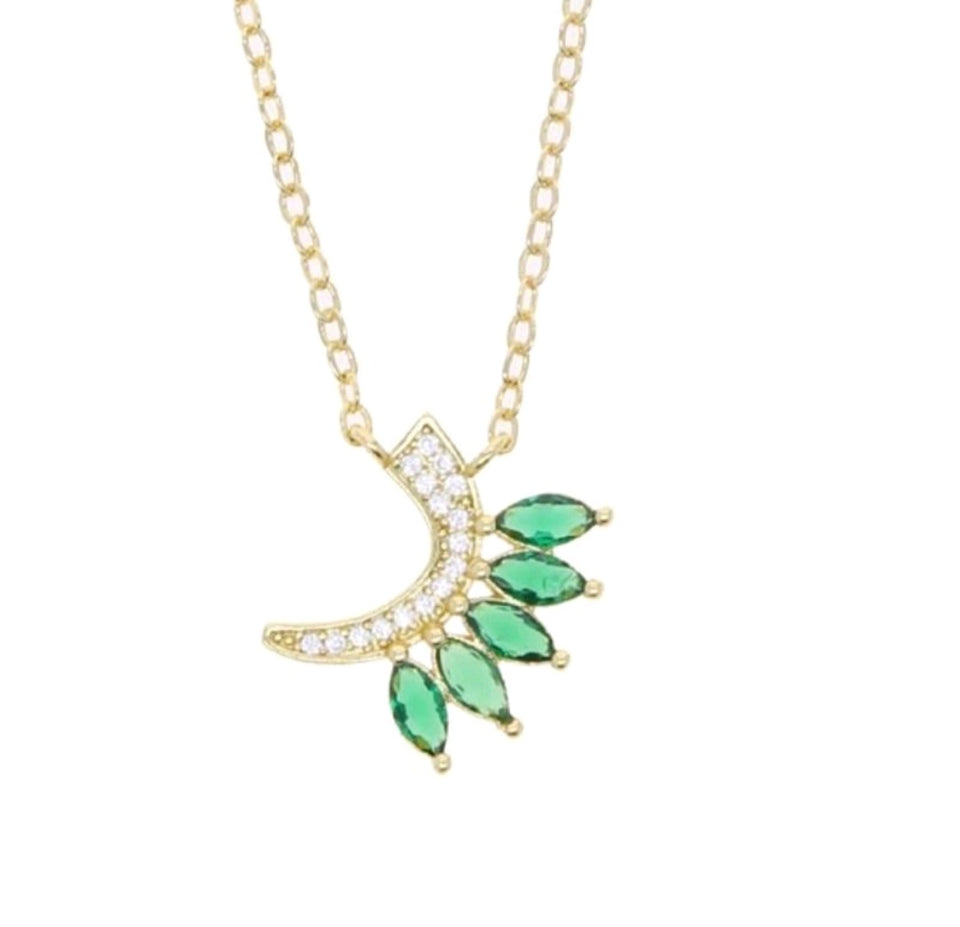 Green Stone Stainless Steel Necklace for Women - Fashion Accessory