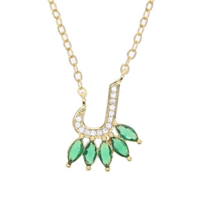 Green Stone Stainless Steel Necklace for Women - Fashion Accessory