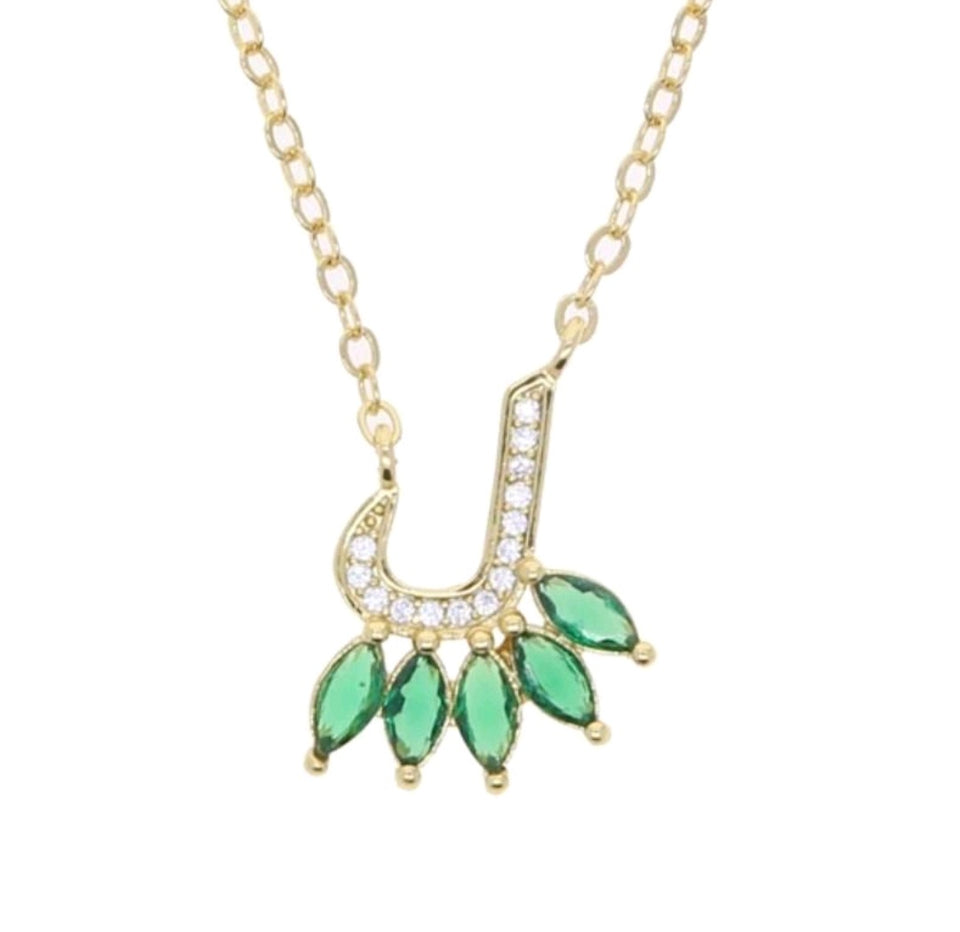 Green Stone Stainless Steel Necklace for Women - Fashion Accessory