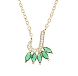 Green Stone Stainless Steel Necklace for Women - Fashion Accessory
