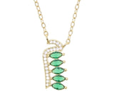 Green Stone Stainless Steel Necklace for Women - Fashion Accessory