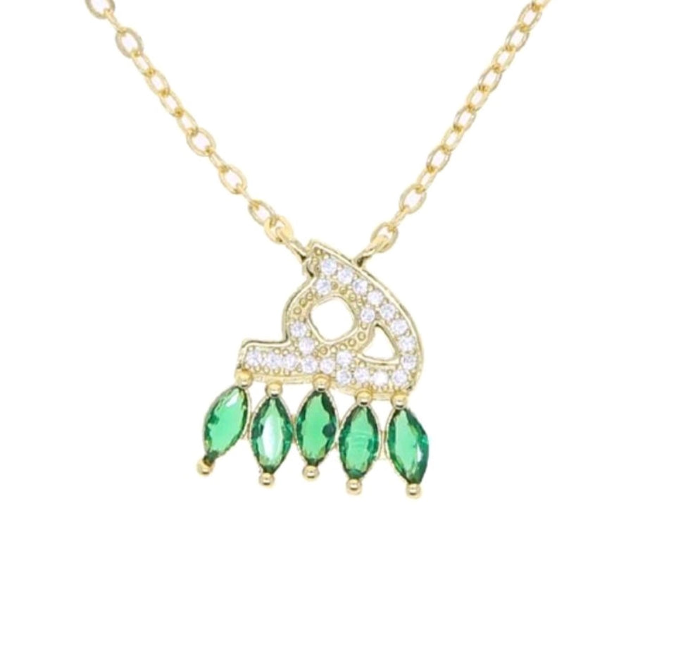 Green Stone Stainless Steel Necklace for Women - Fashion Accessory