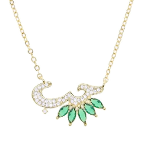 Green Stone Stainless Steel Necklace for Women - Fashion Accessory