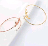 Personalized Bangle with Pearl for Women - Customisable Bracelet