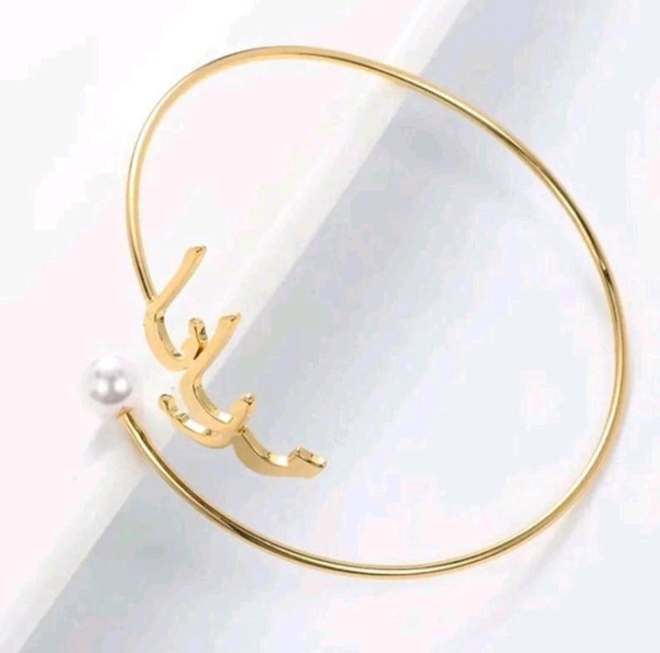 Personalized Bangle with Pearl for Women - Customisable Bracelet