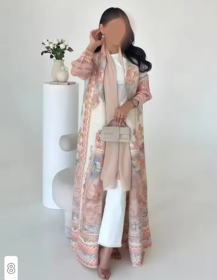 Pleated, long sleeve abaya