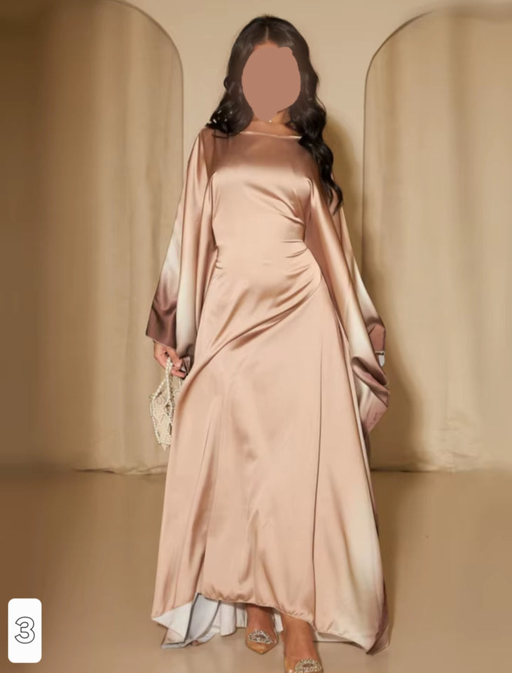 Bat sleeve party dress ombre design