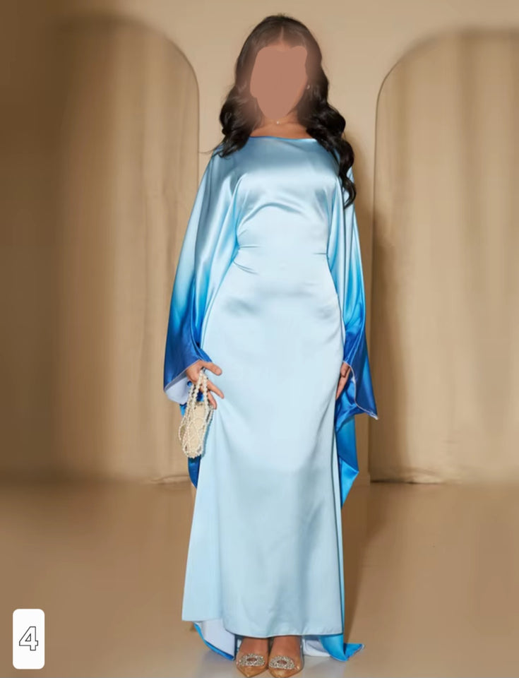 Bat sleeve party dress ombre design