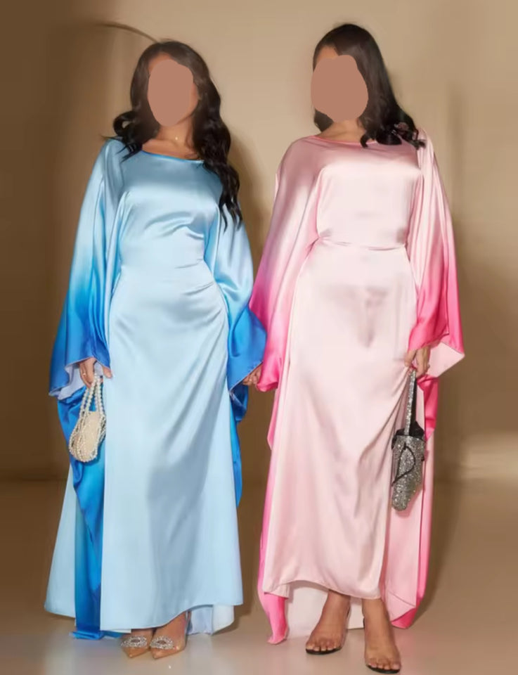Bat sleeve party dress ombre design