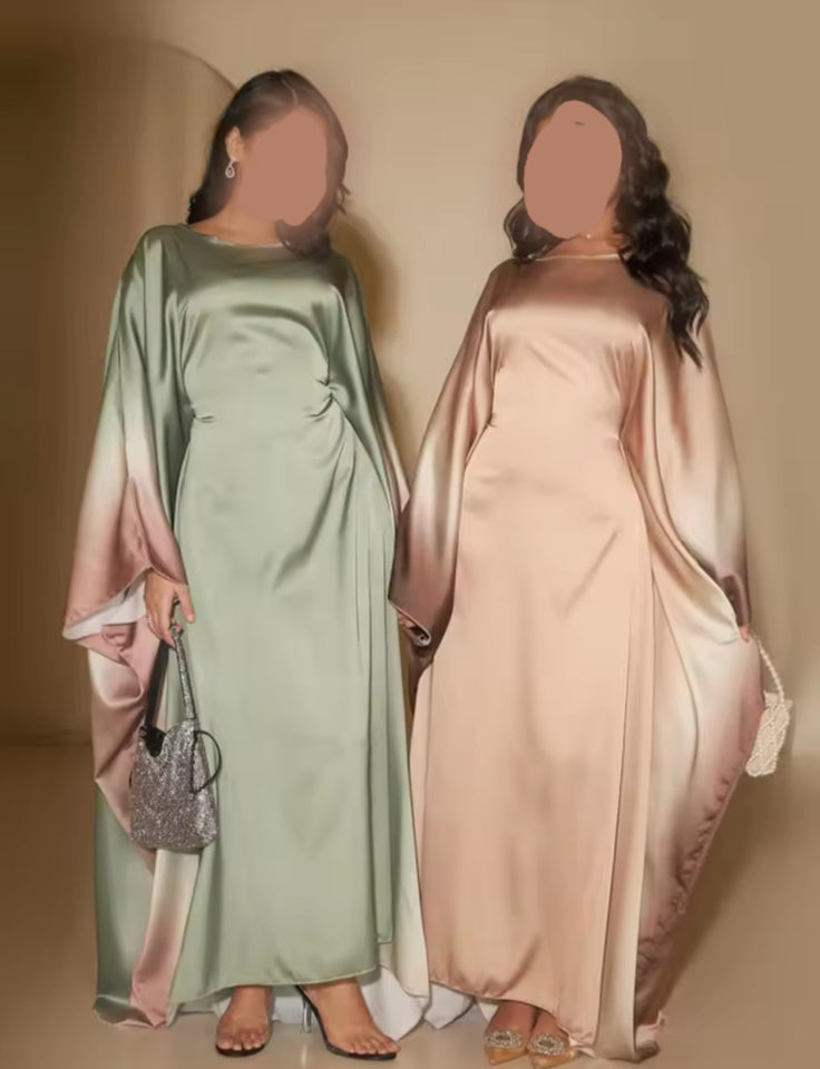 Bat sleeve party dress ombre design