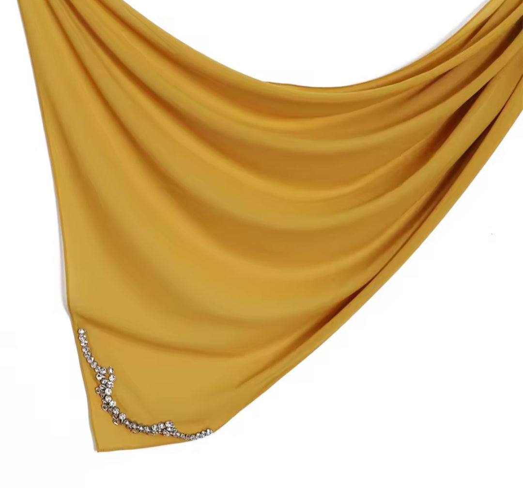 Embellished rhinestone crystal chiffon scarf