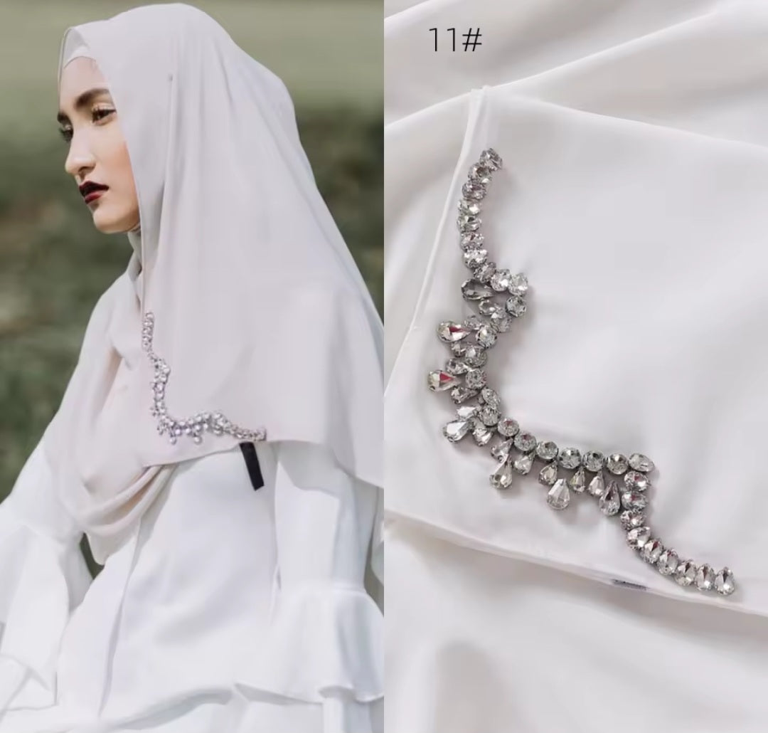 Embellished rhinestone crystal chiffon scarf