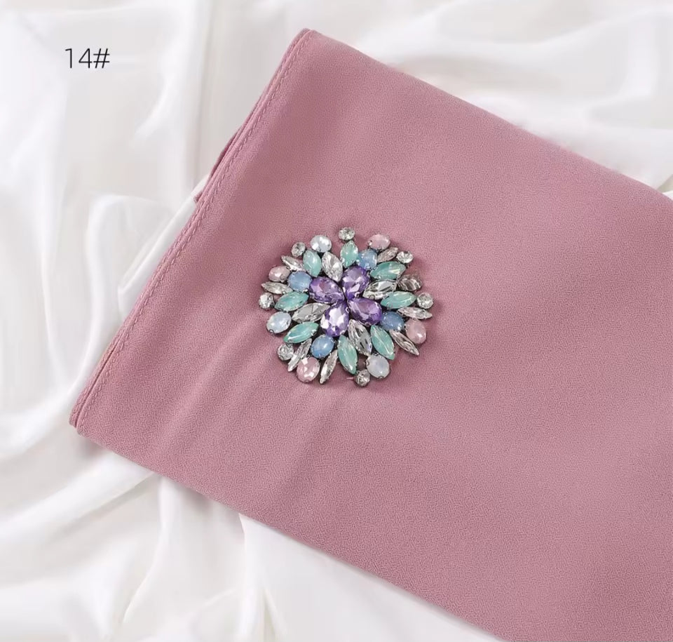 Chiffon headscarf with round embellishment