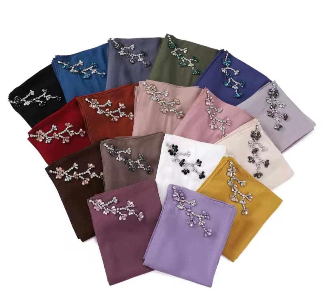 HQ rhinestone chiffon scarf