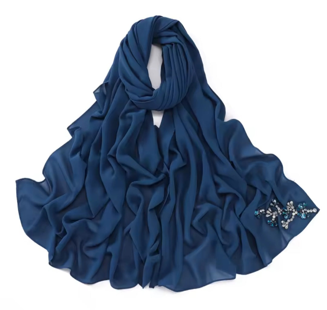 HQ rhinestone chiffon scarf