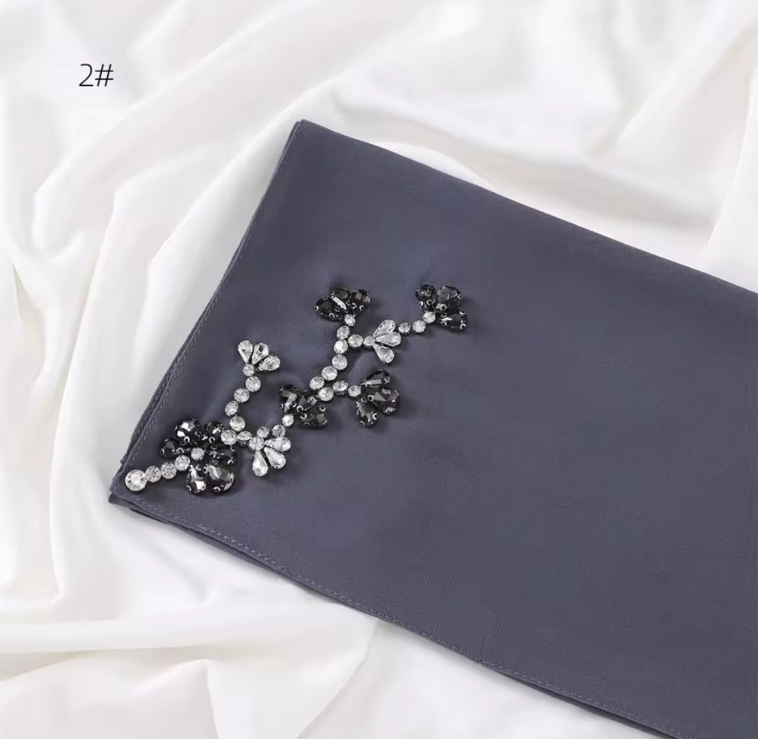 HQ rhinestone chiffon scarf