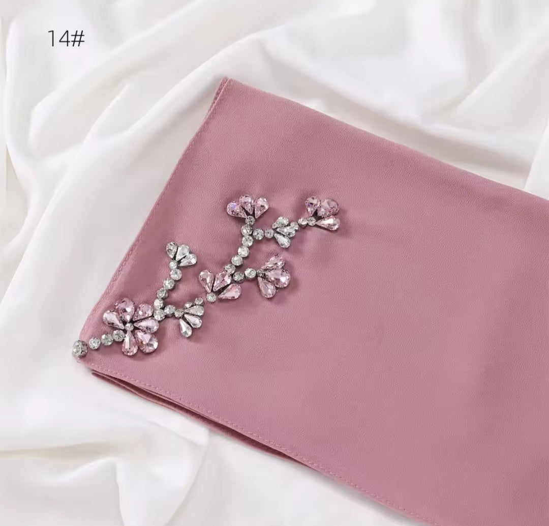 HQ rhinestone chiffon scarf