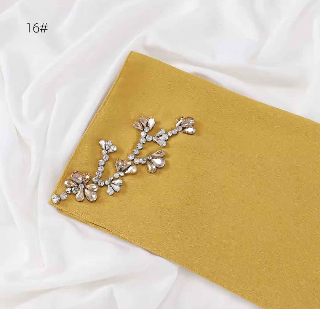 HQ rhinestone chiffon scarf