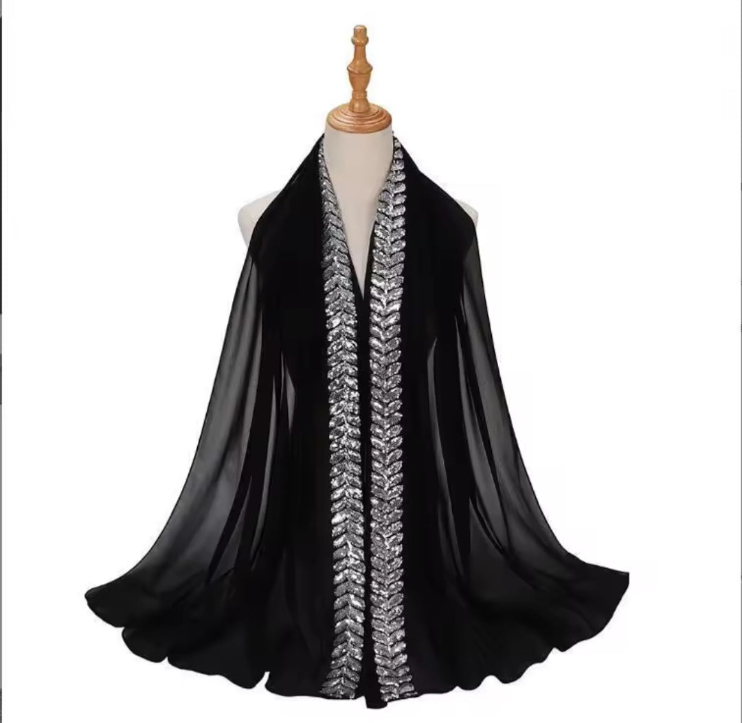 Sequin chiffon scarf