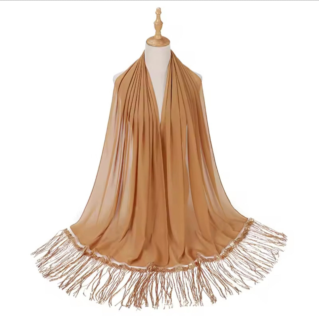 Sequin tassel scarf