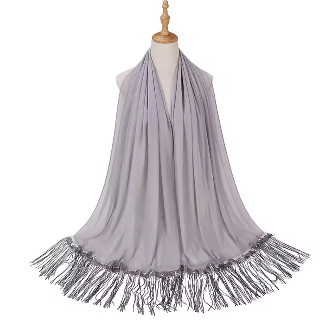 Sequin tassel scarf