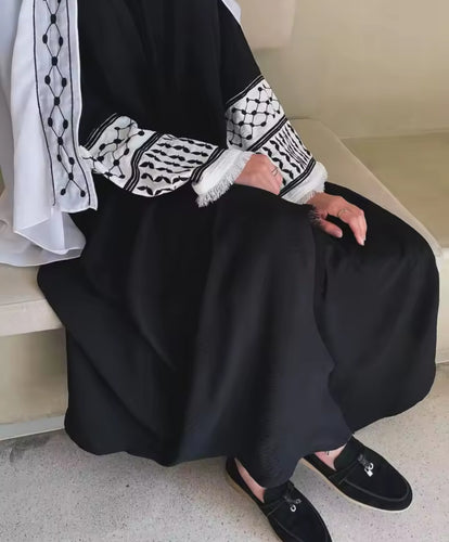 Keffiyeh style abayah robe flared sleeves