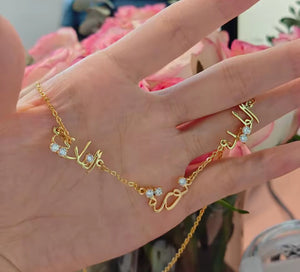 Multi name diamanté chain necklace