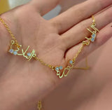 Multi name diamanté chain necklace